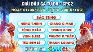 GVUI C1 cập nhật danh sách đội giải đấu gà tự do 01/06/2025 tại CPC2